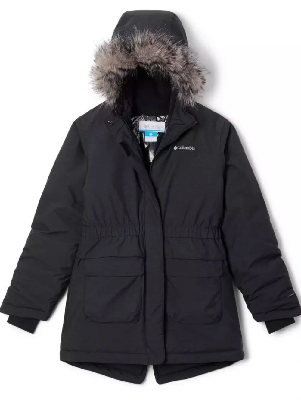Girls' Black Columbia Nordic Strider II Hooded Jacket - Small